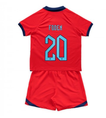Anglia Phil Foden #20 Koszulka Wyjazdowych Dziecięca MŚ 2022 Krótki Rękaw (+ Krótkie spodenki)